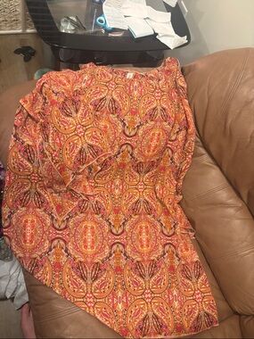 Boho Orange Paisley Print Dress  or Shirt